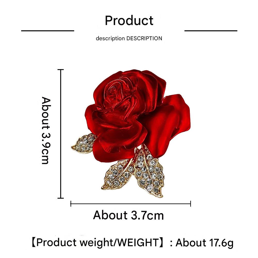 Elegant Red Rose Flower Brooch Image 1