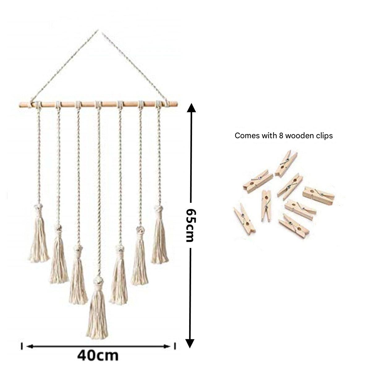 Handcrafted bohemian tapestry with fringe wall décor