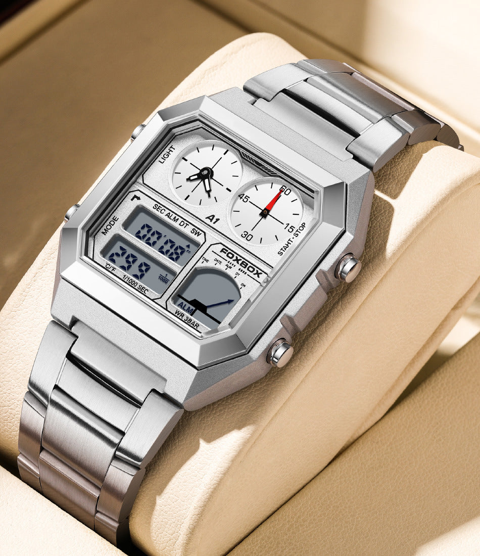 waterproof men's sports watch with dual display