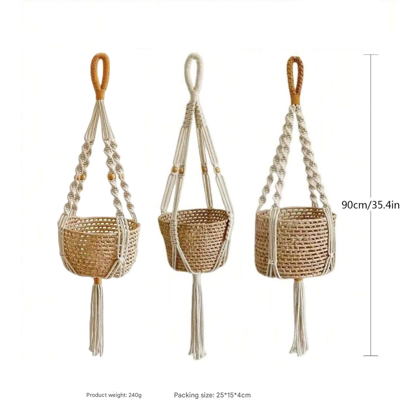 Handwoven cotton string plant basket image 1
