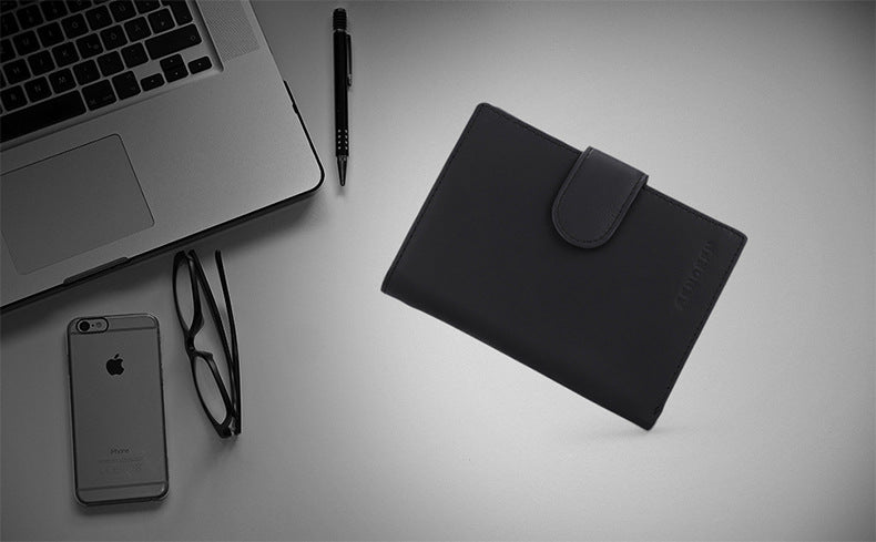 Blue leather wallet - Matte texture