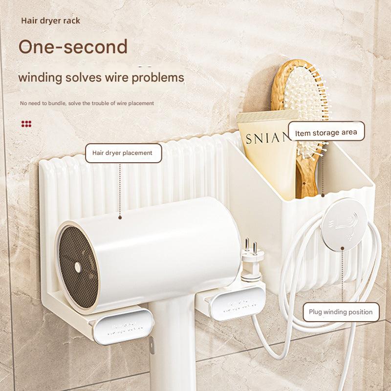 Close-up of hair dryer rack in bathroom