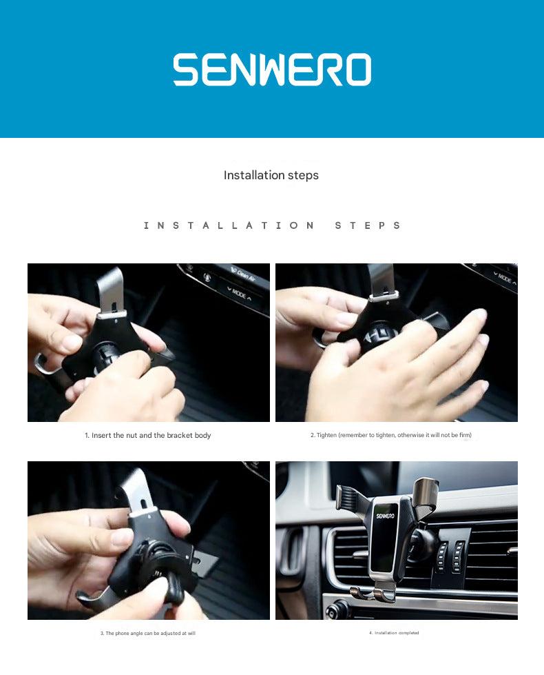 Universal car phone mount installed in car air vent