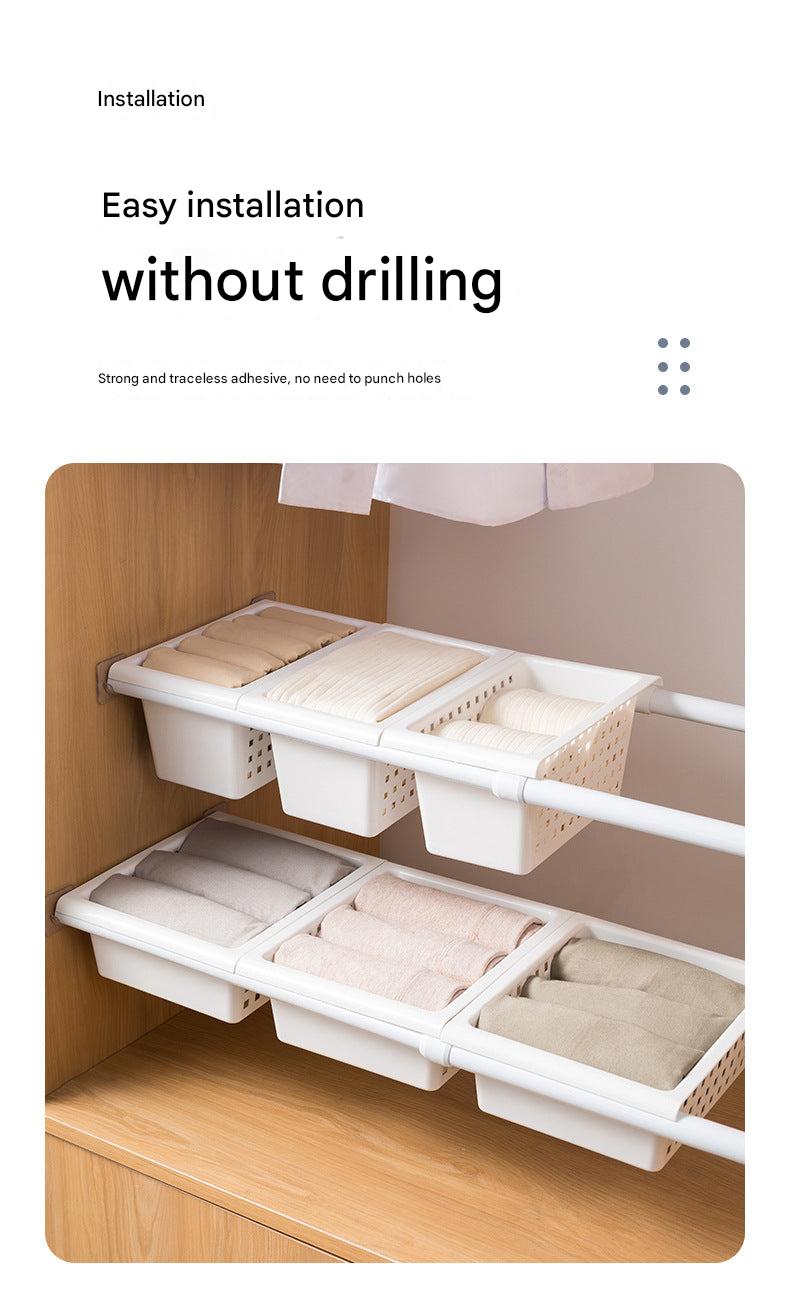 No-drill storage solution in closet