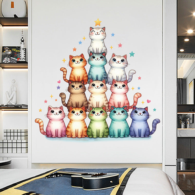 Cute cat wall art sticker for kid's room