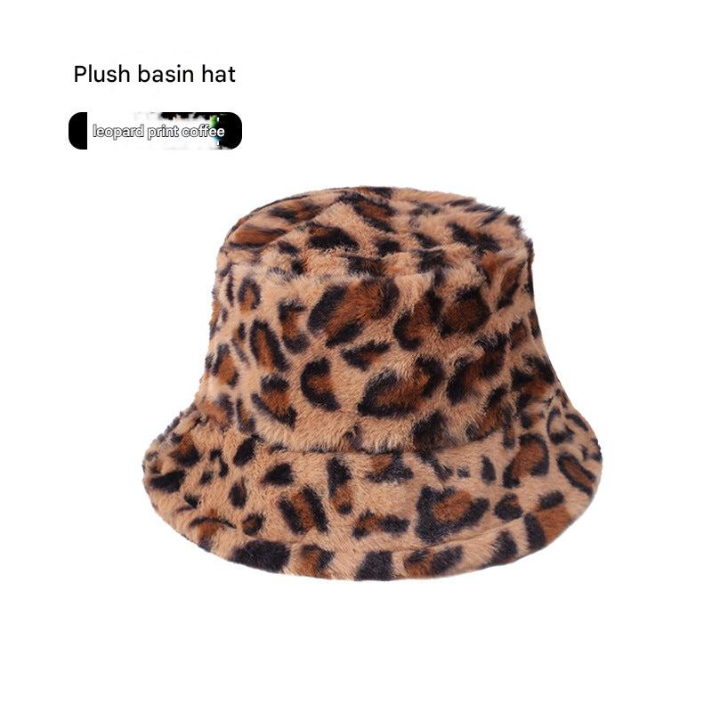 Leopard print fisherman hat model wearing