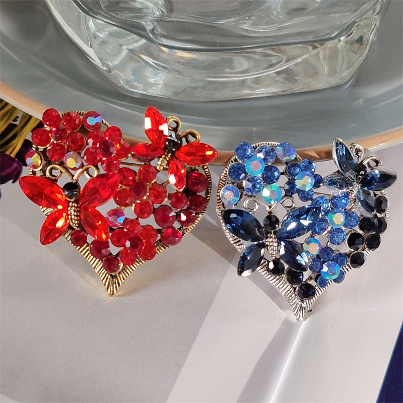 Elegant Butterfly Heart Brooch Image 1