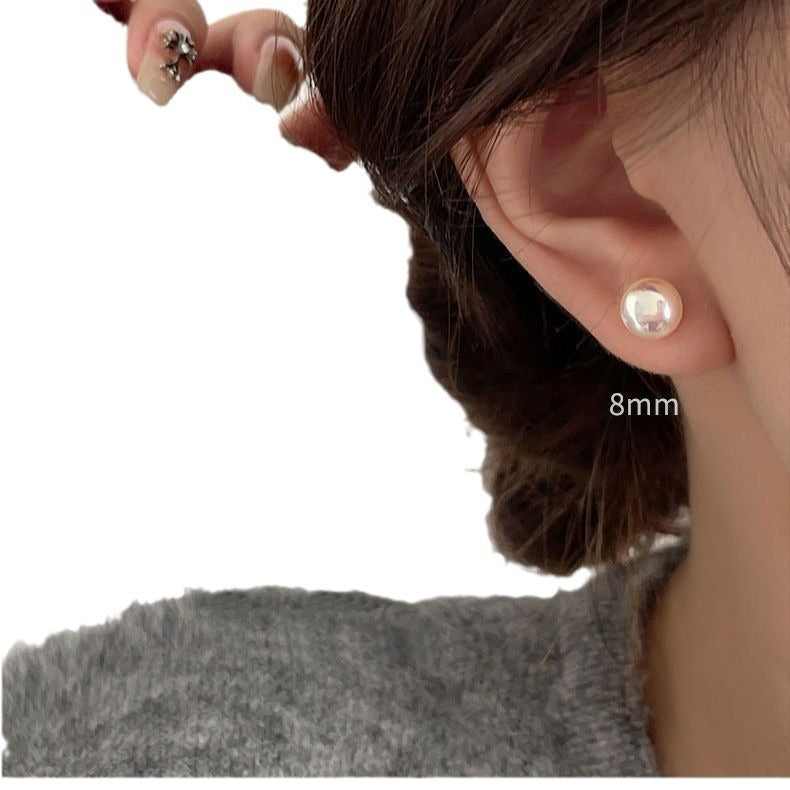 925 Sterling Silver Pearl Stud Earrings - Image 1