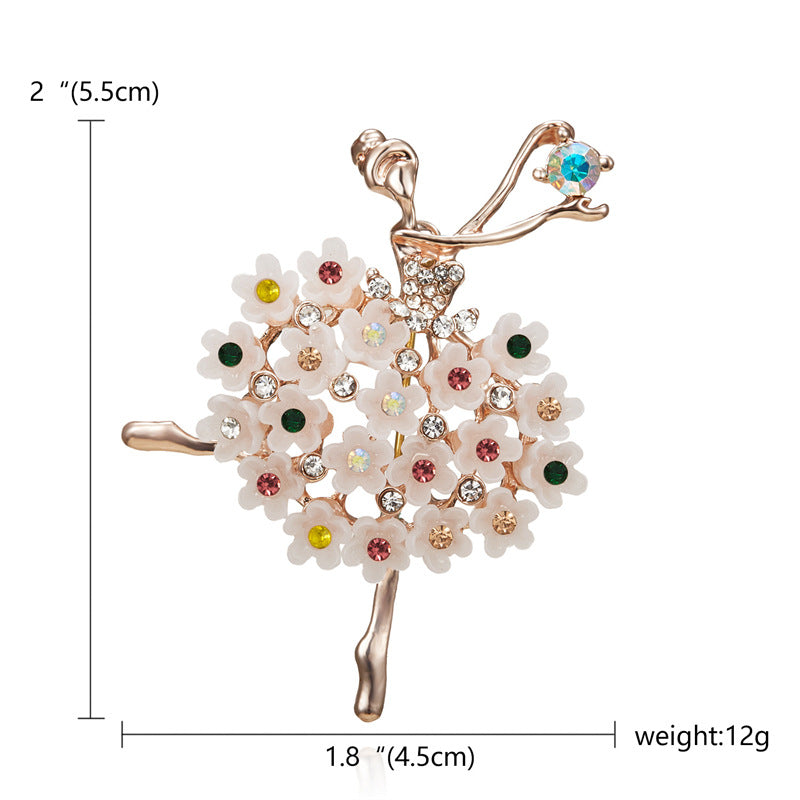 Ballet girl brooch rhinestones image 1