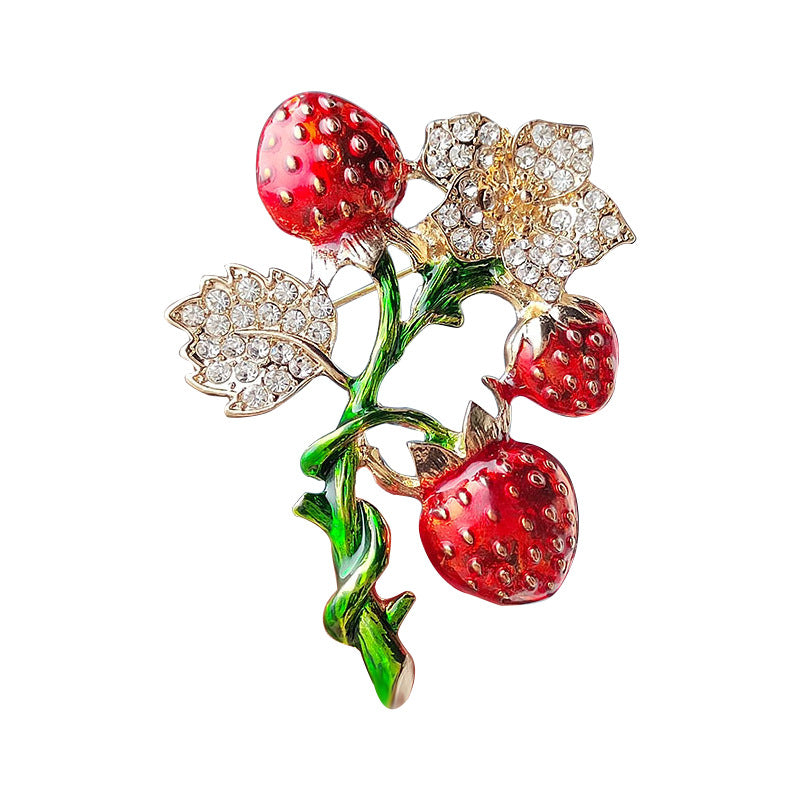 Charming strawberry brooch in bright color