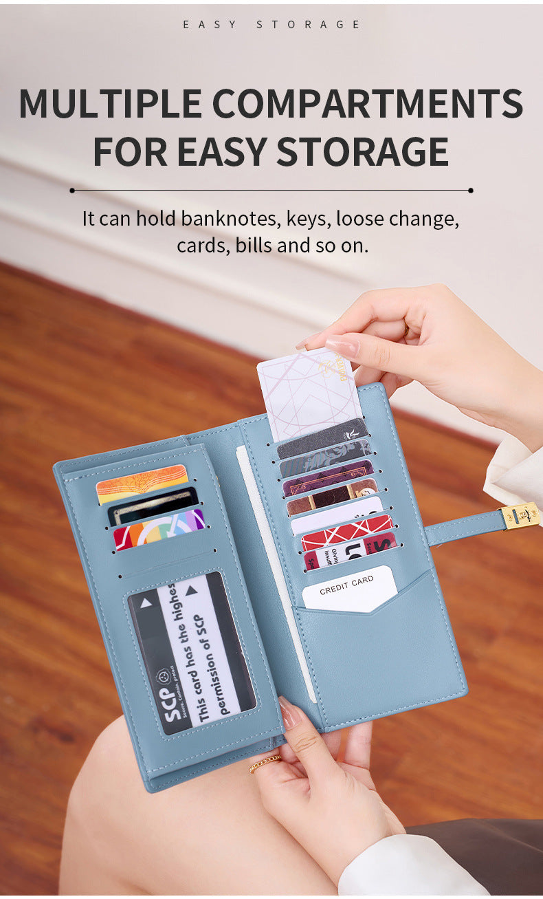 RFID-blocking women's wallet in burgundy