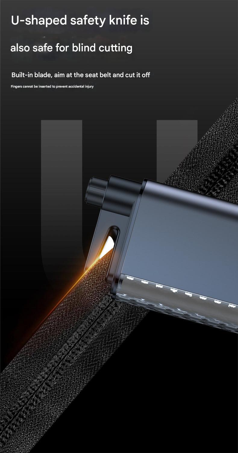 Emergency car escape hammer with flashlight