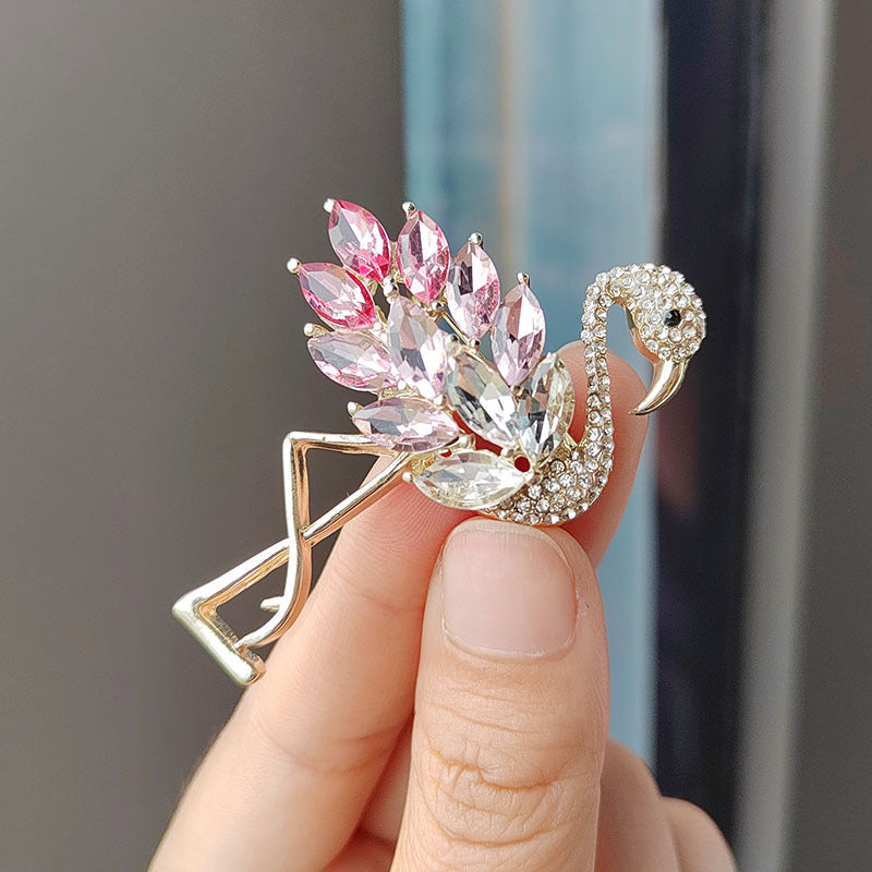 Flamingo crystal brooch image 1