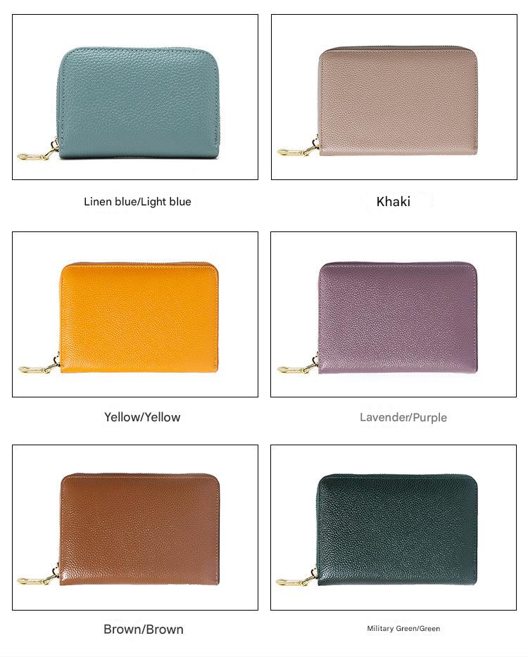 RFID blocking leather wallet in army green color
