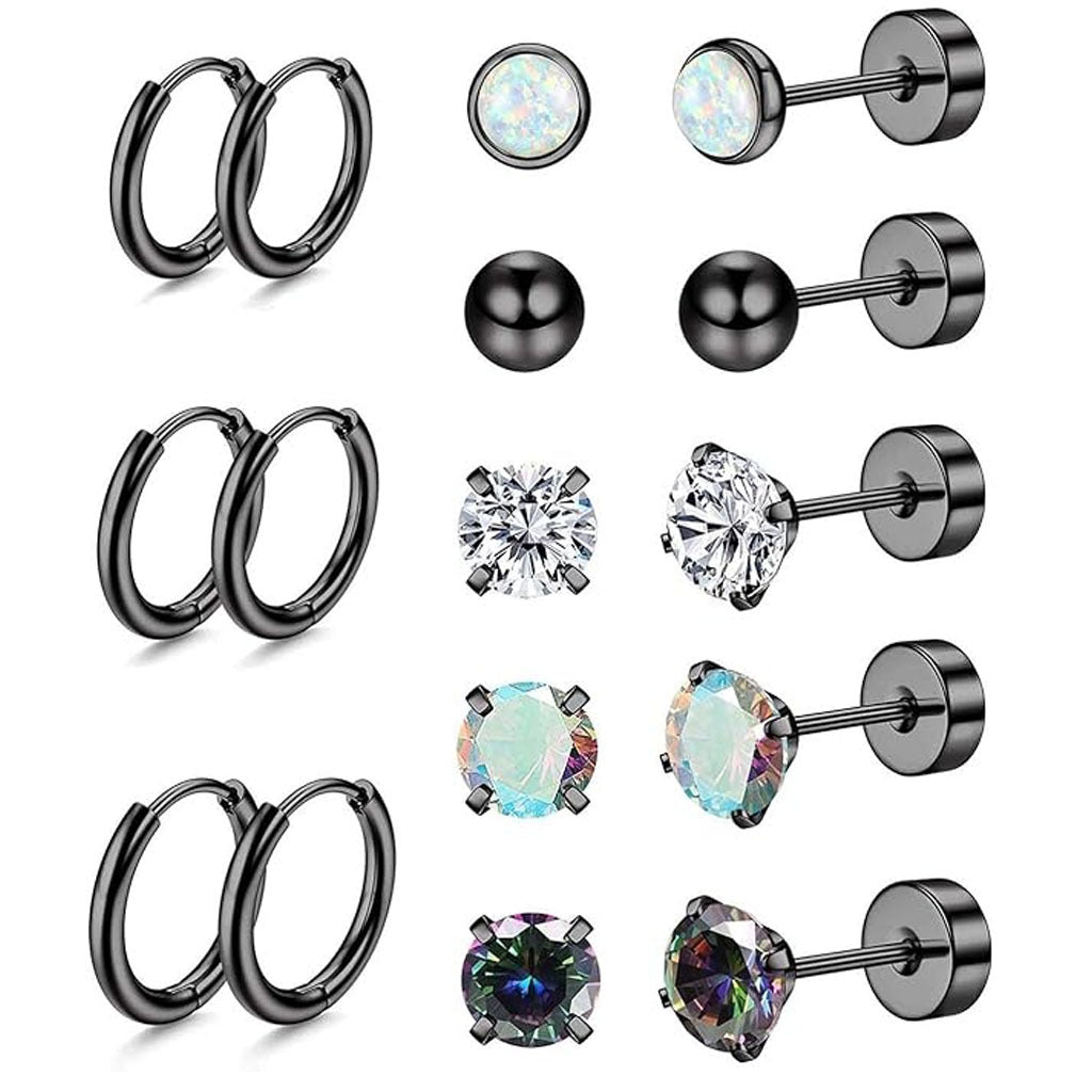 Stainless Steel Geometric Earrings Set Image 1