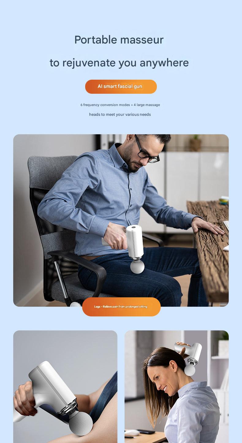 User holding portable massage gun