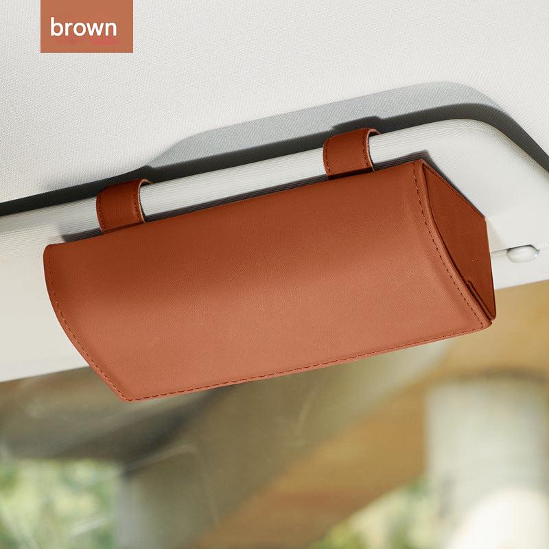 Car sunglasses holder black leather