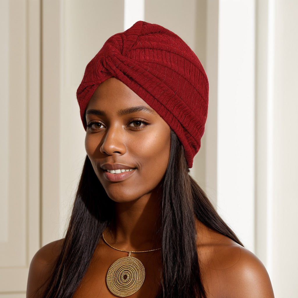 Elastic headwrap beanie showcasing vibrant white design