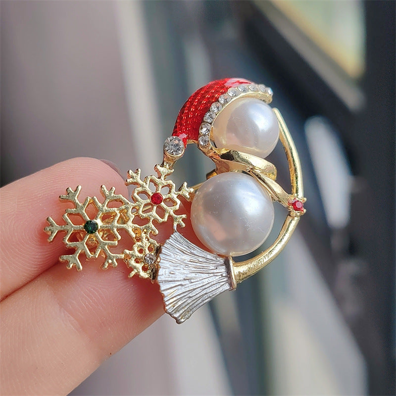 Snowman Brooch Styled on a Jacket