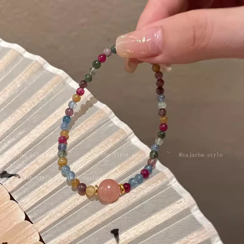 Different angles of the vintage beaded bracelet