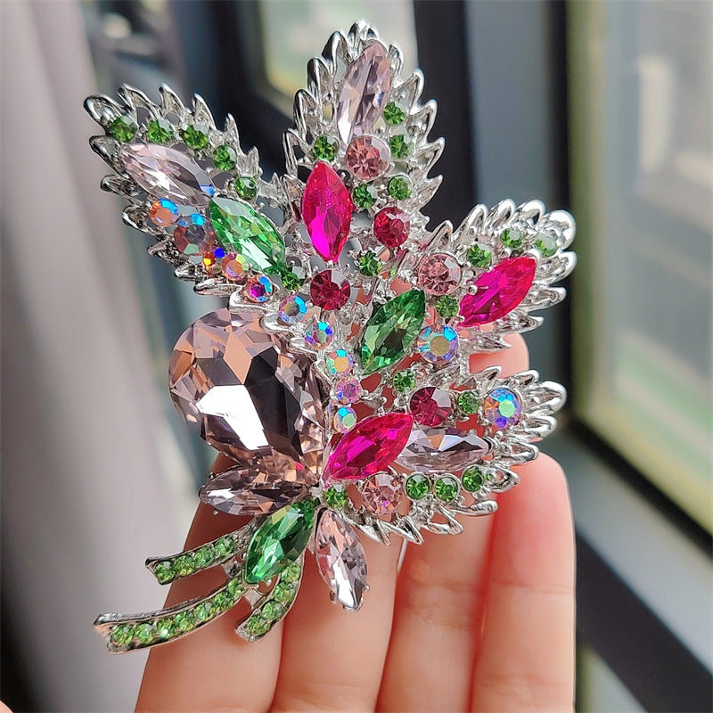 elegant floral crystal brooch
