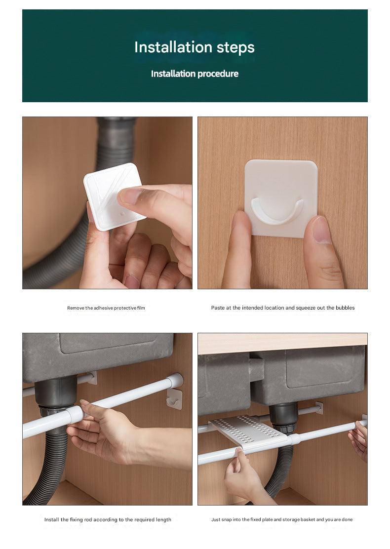 Expandable storage rack in modern kitchen