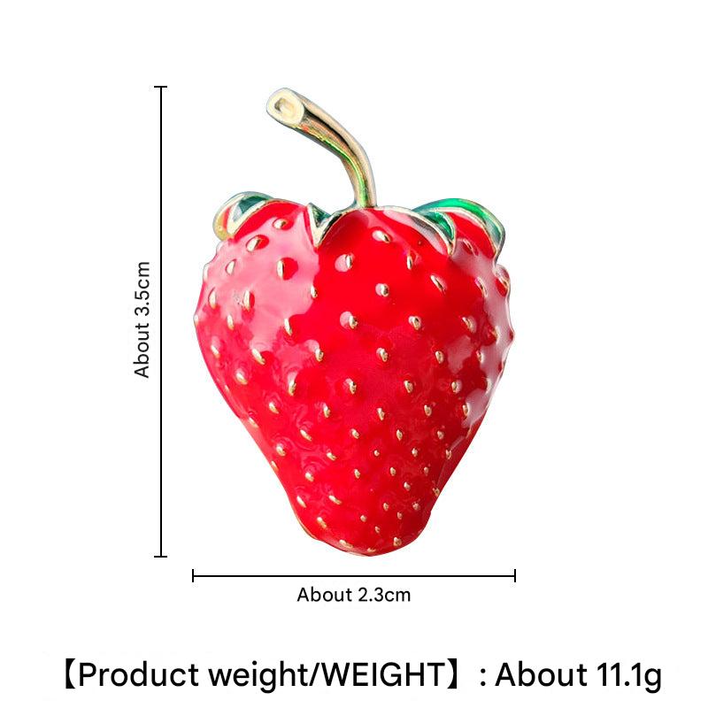 Vintage strawberry enamel pin front view