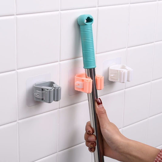 Strong adhesive mop clip for bathroom