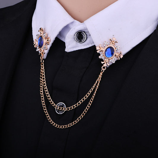 Gold cross pendant brooch with rhinestones