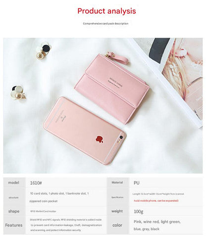Elegant light green RFID-blocking wallet