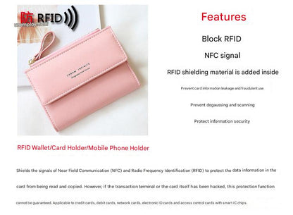 RFID short wallet in burgundy color