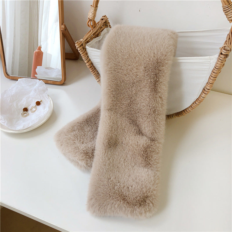 cozy neck warmer displayed on mannequin