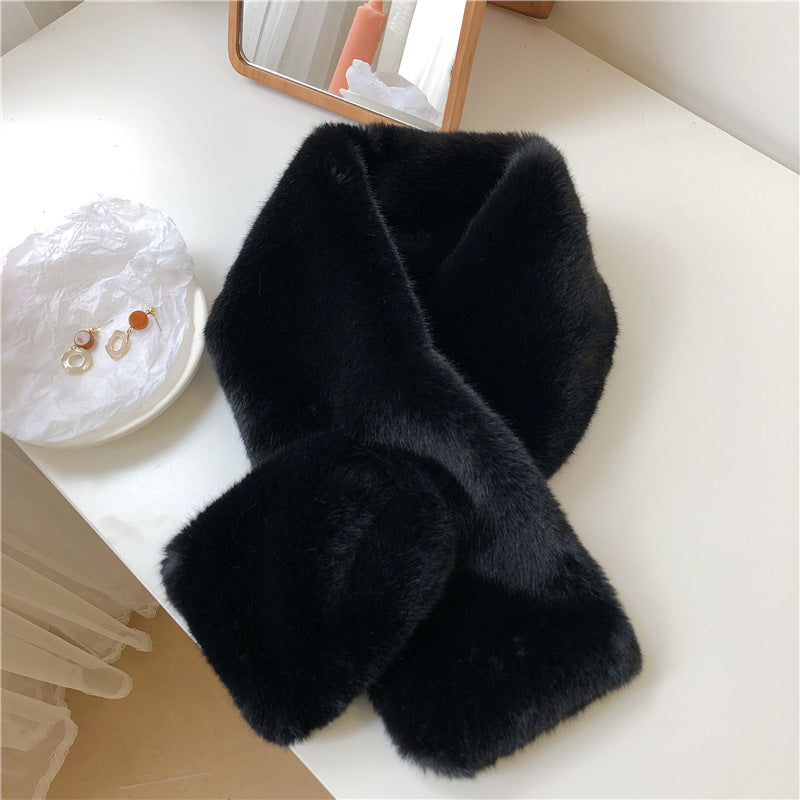 faux fur neck warmer in milky tea