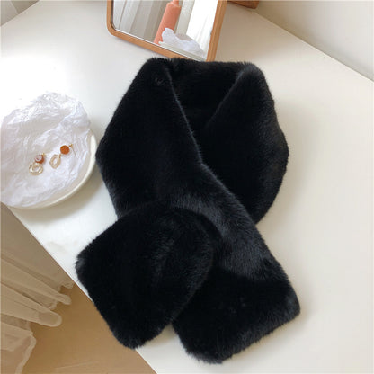 faux fur neck warmer in milky tea