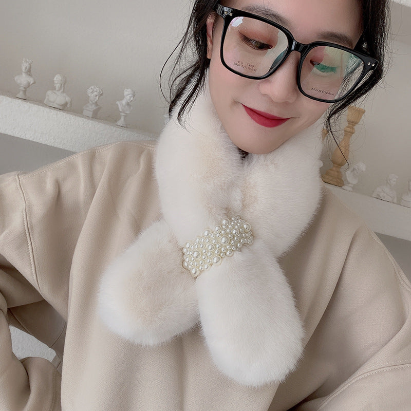 faux fur neck warmer in milky tea