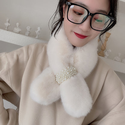 faux fur neck warmer in milky tea