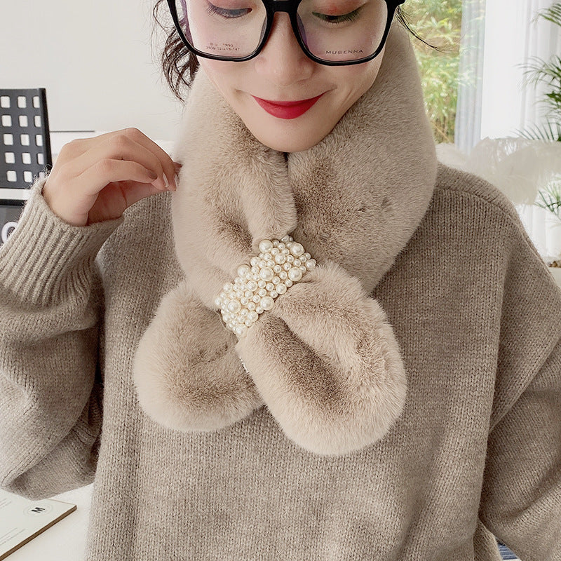 light gray faux fur neck warmer