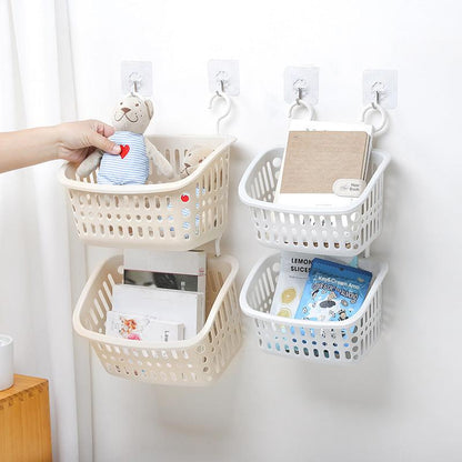Wall-mounted storage basket in beige color
