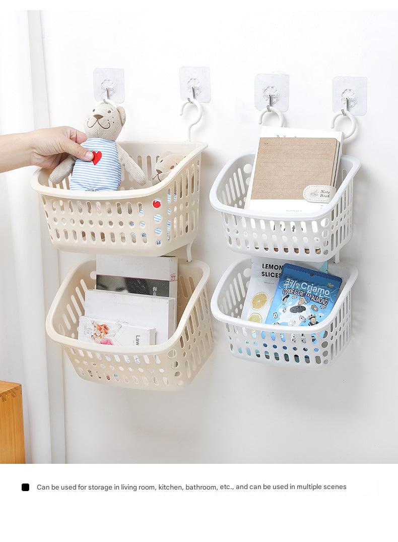 Wall-mounted storage basket in beige color