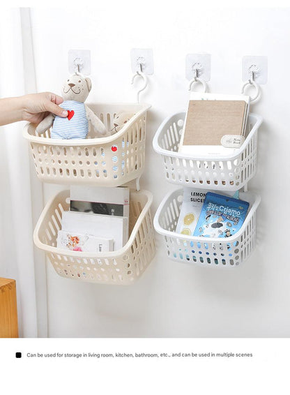 Wall-mounted storage basket in beige color