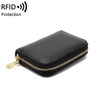 RFID blocking leather wallet in lilac purple color