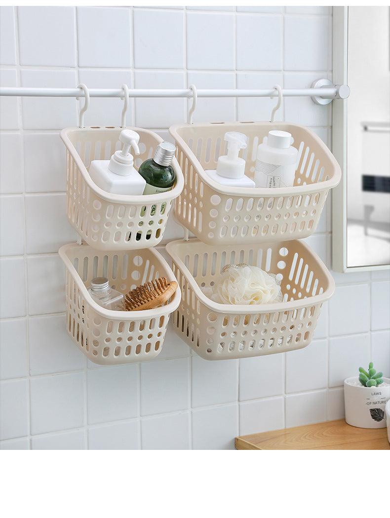 Wall-mounted storage basket in beige color