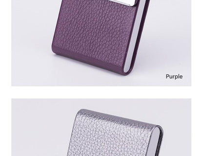 Business card holder in black PU leather