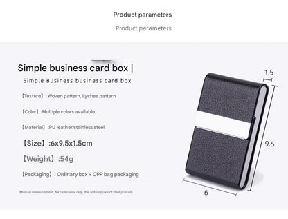 Business card holder in gray PU leather