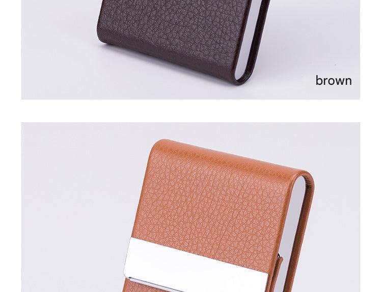 Business card holder in rose red PU leather