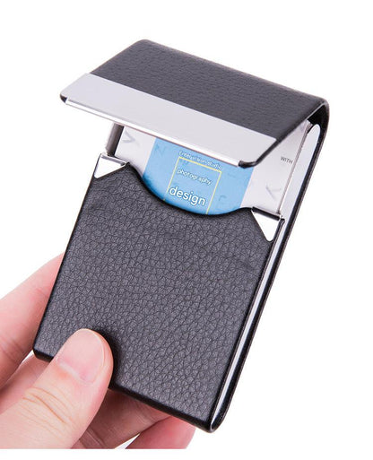 Business card holder in apricot PU leather