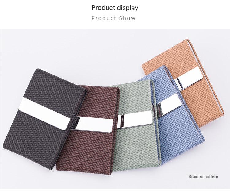 Business card holder in brown PU leather