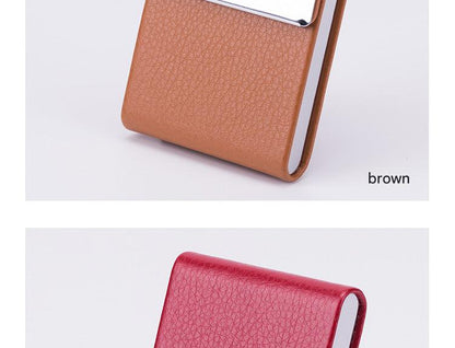 Business card holder in pink PU leather