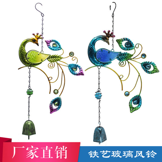 Metal chime with glass elements