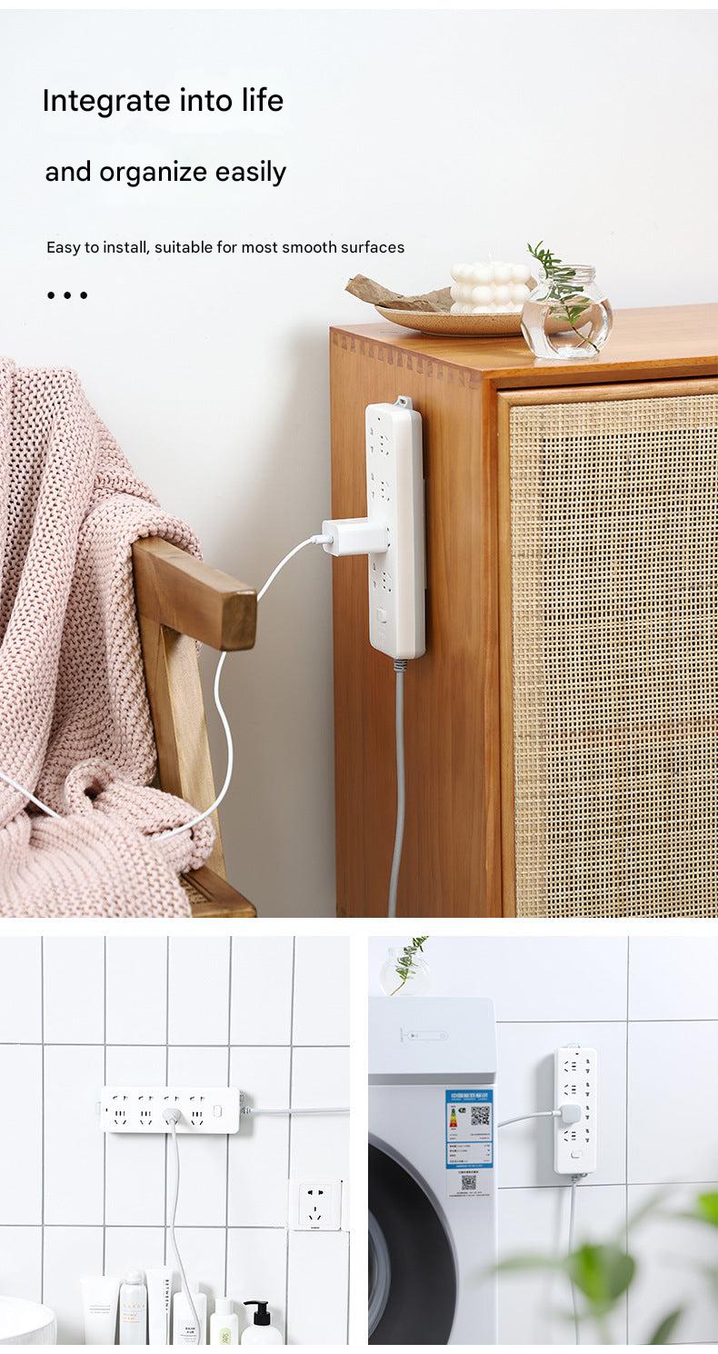 power strip securely held in no-drill holder